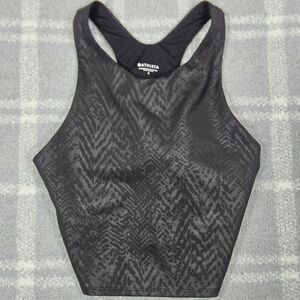 Athleta Conscious Crop Embossed Medusa Black Longline Spirts Bra SIZE S